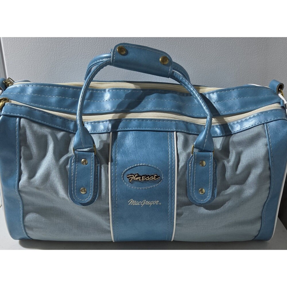 Gym  Bag 1975 Blue Vinyl Vintage 1970s Finesse